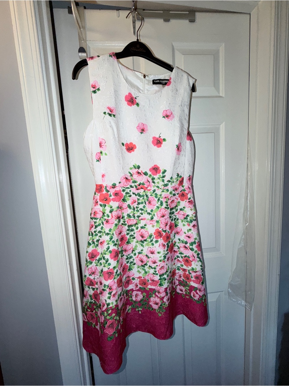 Karl Lagerfeld White Dress with Pink Floral Print